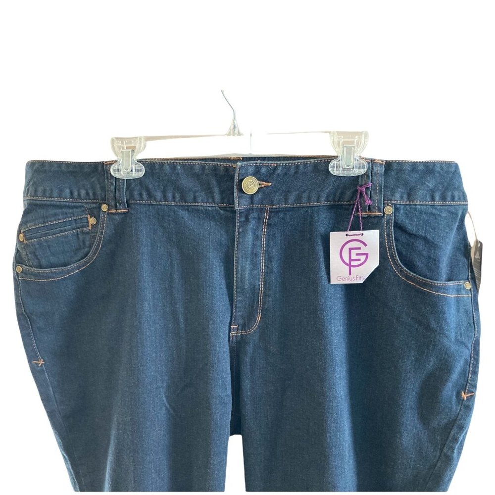 Lane Bryant Slim Boot Cut Jeans Genius Fit Plus Sz 26 Average Dark Denim NWT - Picture 2 of 6